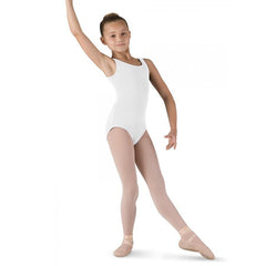 Round Neck Tank Leotard White - Kizzies, Leotard - Childrens Wear