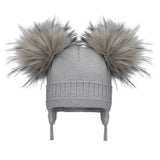 POM POM ENVY Double Cable Hat Grey