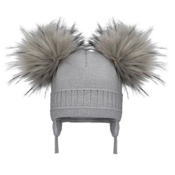 POM POM ENVY Double Cable Hat Grey