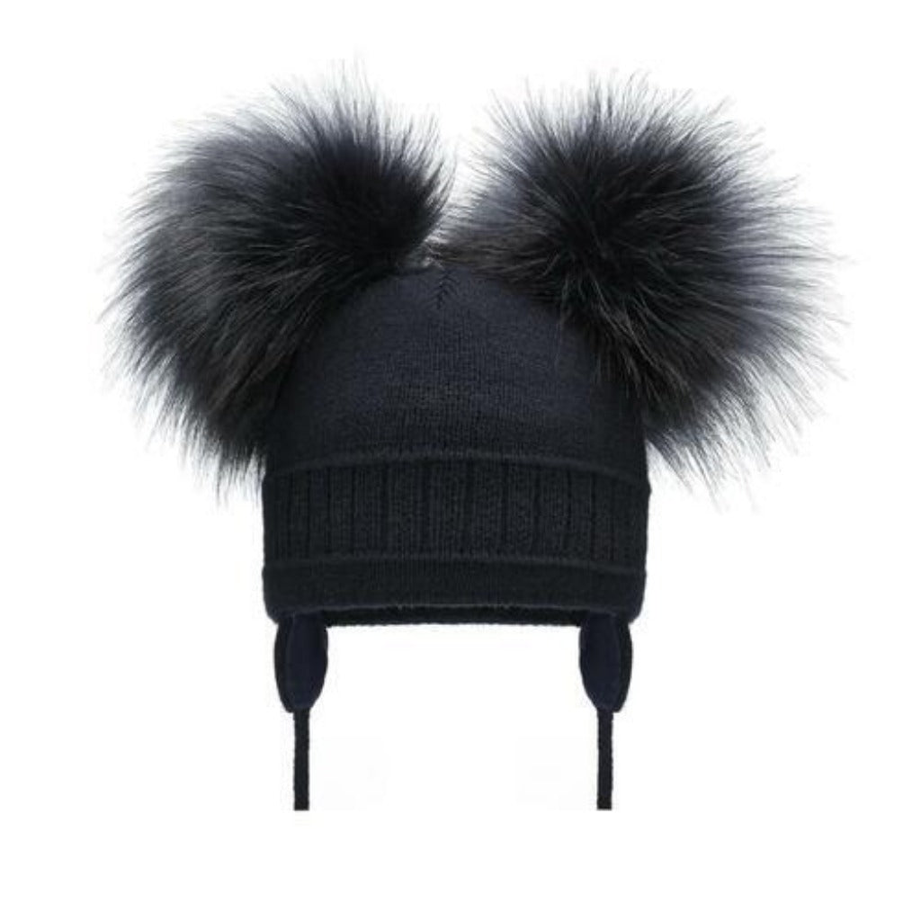 POM POM ENVY Double Cable Hat Navy