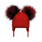 POM POM ENVY Double Cable Hat Red