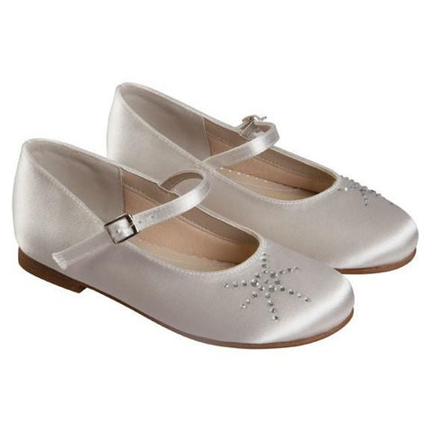 Emily Ivory Satin Shoes - Kizzies, Shoes - Childrens Wear