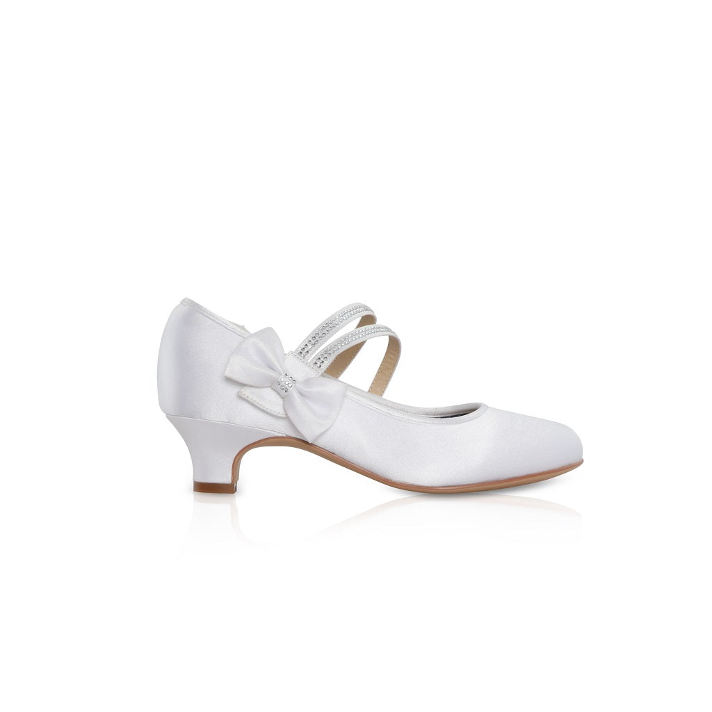 Felicity Girls Satin Diamante Shoes - Communion - Flower Girls - Shoes - Kizzies