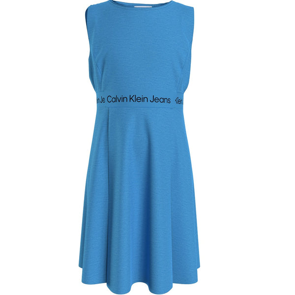 Calvin Klein Girls Logo Tape Punto Dress Blue | Kizzies