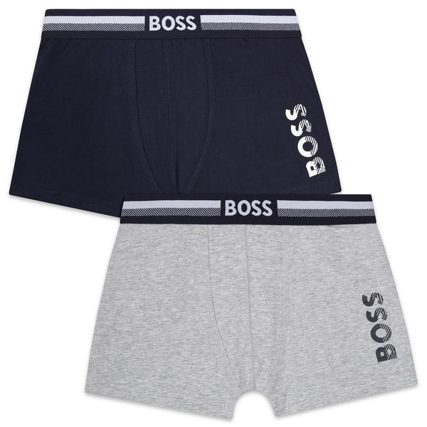 BOSS Kids Set of 2 Boxer Shorts Navy Grey