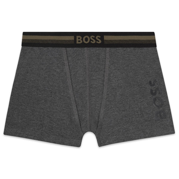 BOSS Kids Set of 2 Boxer Shorts Charcoal Red