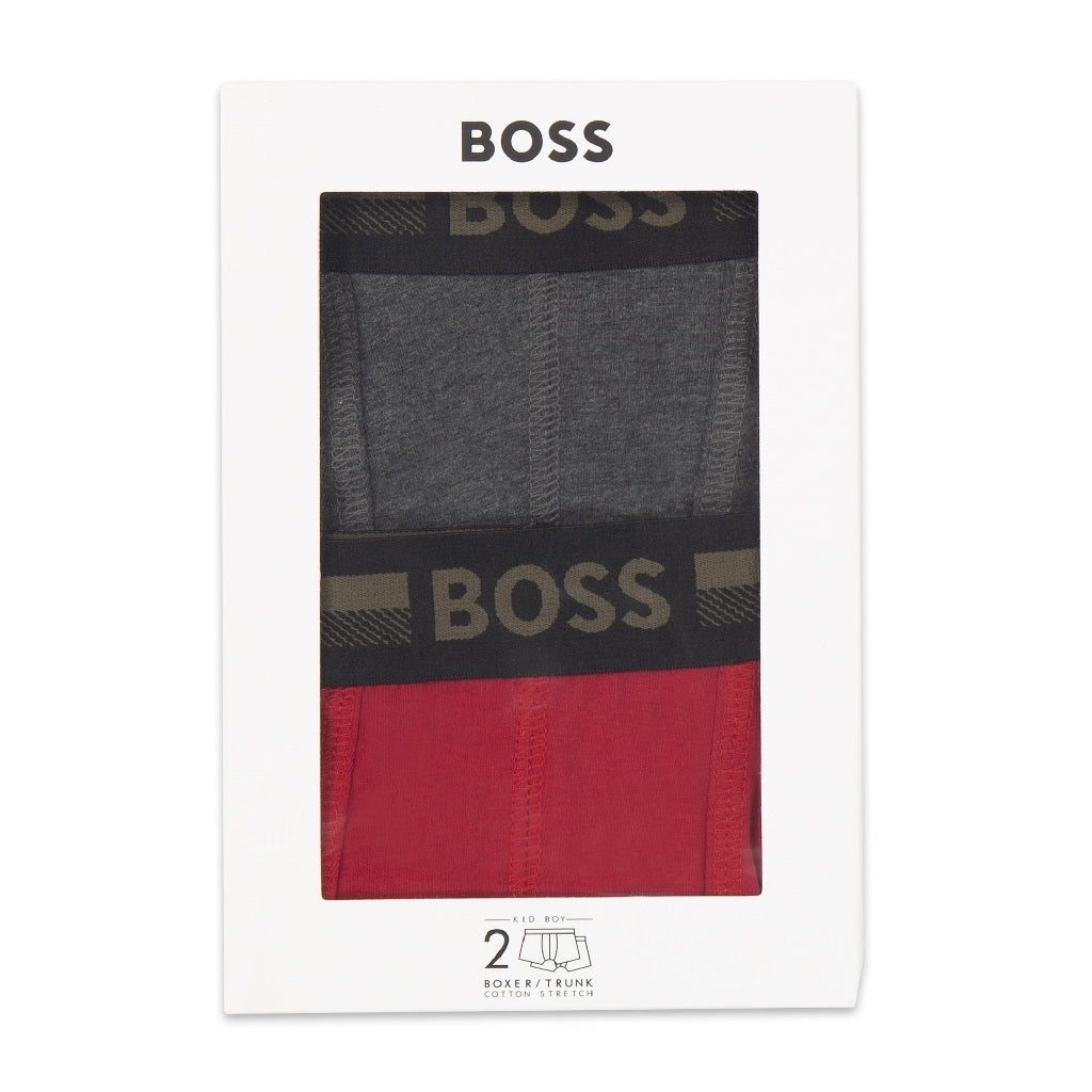 BOSS KIDS Set of 2 Boxer Shorts Charcoal Red
