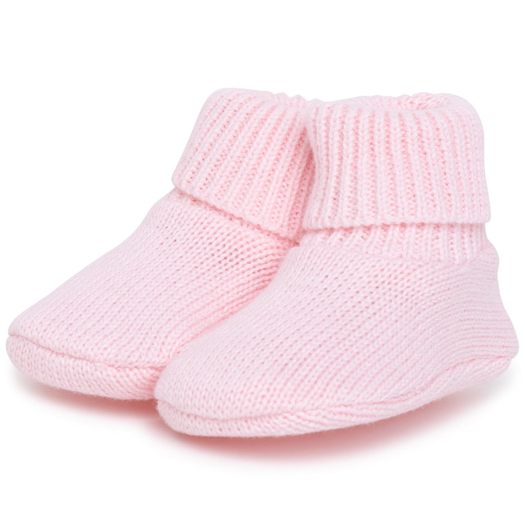 BOSS Baby Pink Knit Hat Bootess Set