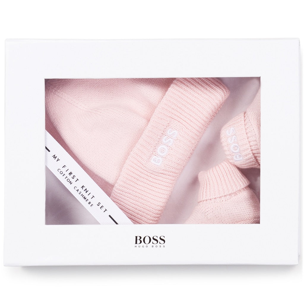 BOSS Baby Pink Knit Hat Bootess Set | Kizzies