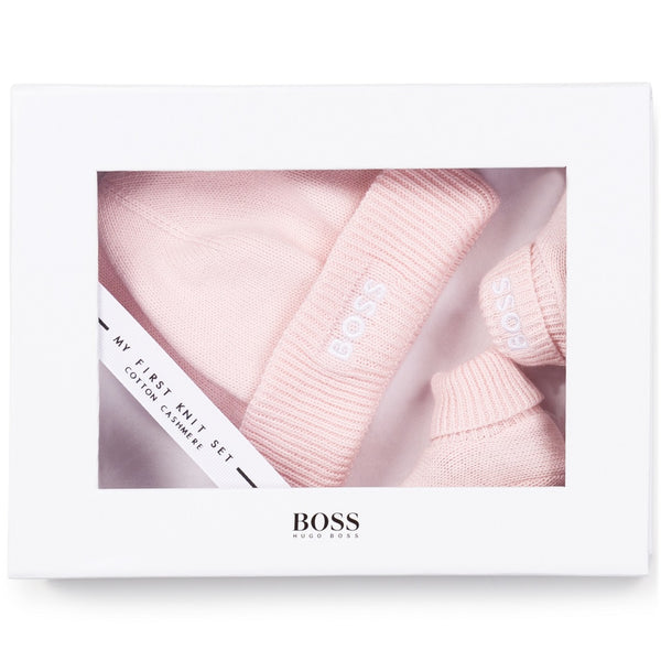 BOSS Baby Pink Knit Hat Bootess Set | Kizzies