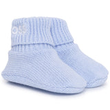 BOSS Baby Blue Knit Hat Bootees Set