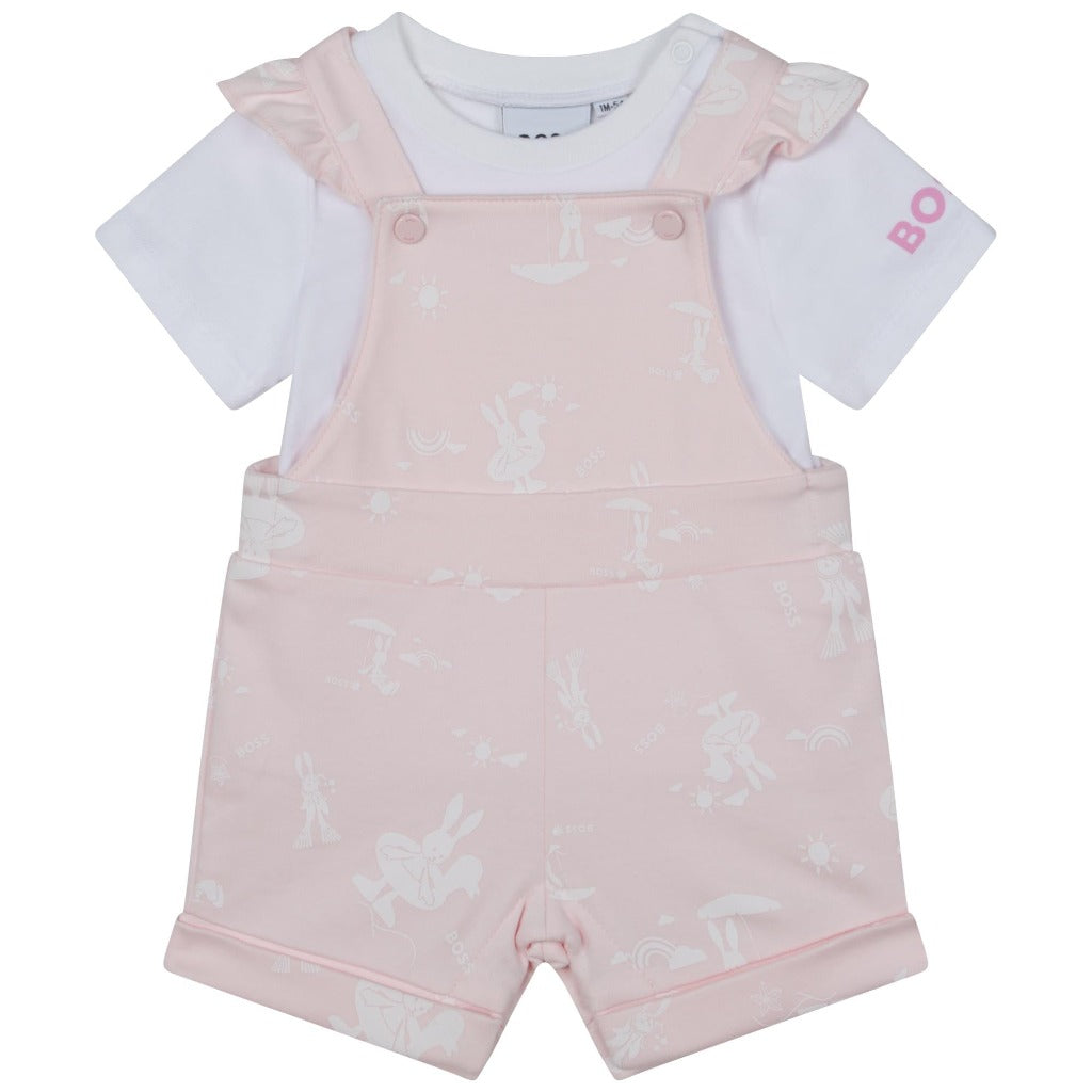 BOSS Baby Pink Dungaree T-Shirt Set - Kizzies