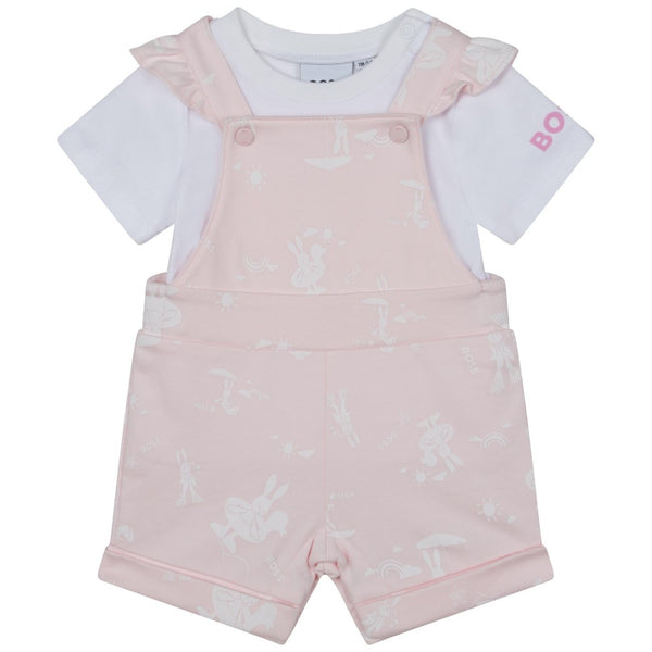 BOSS Baby Pink Dungaree T-Shirt Set - Kizzies