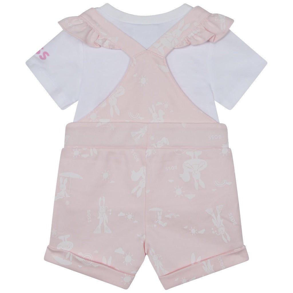 BOSS Baby Pink Dungaree T-Shirt Set