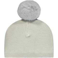 Little A Heart Pom Pom Hat Silver