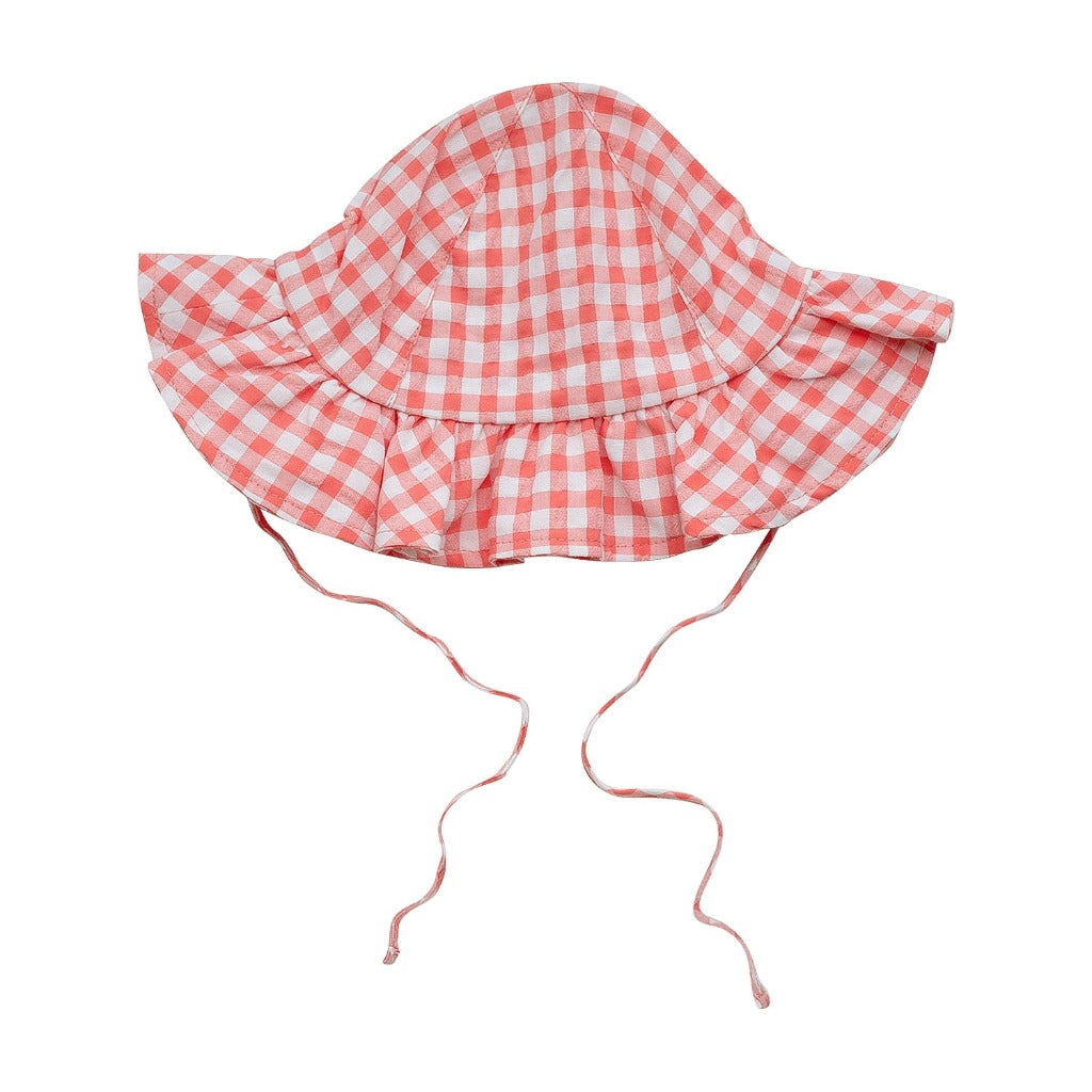 Little A Check Sunhat Happy Coral | Kizzies