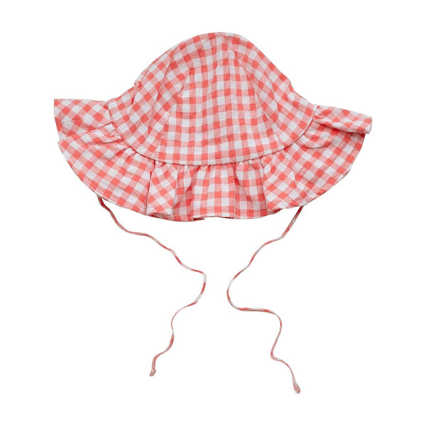 Little A Check Sunhat Happy Coral | Kizzies
