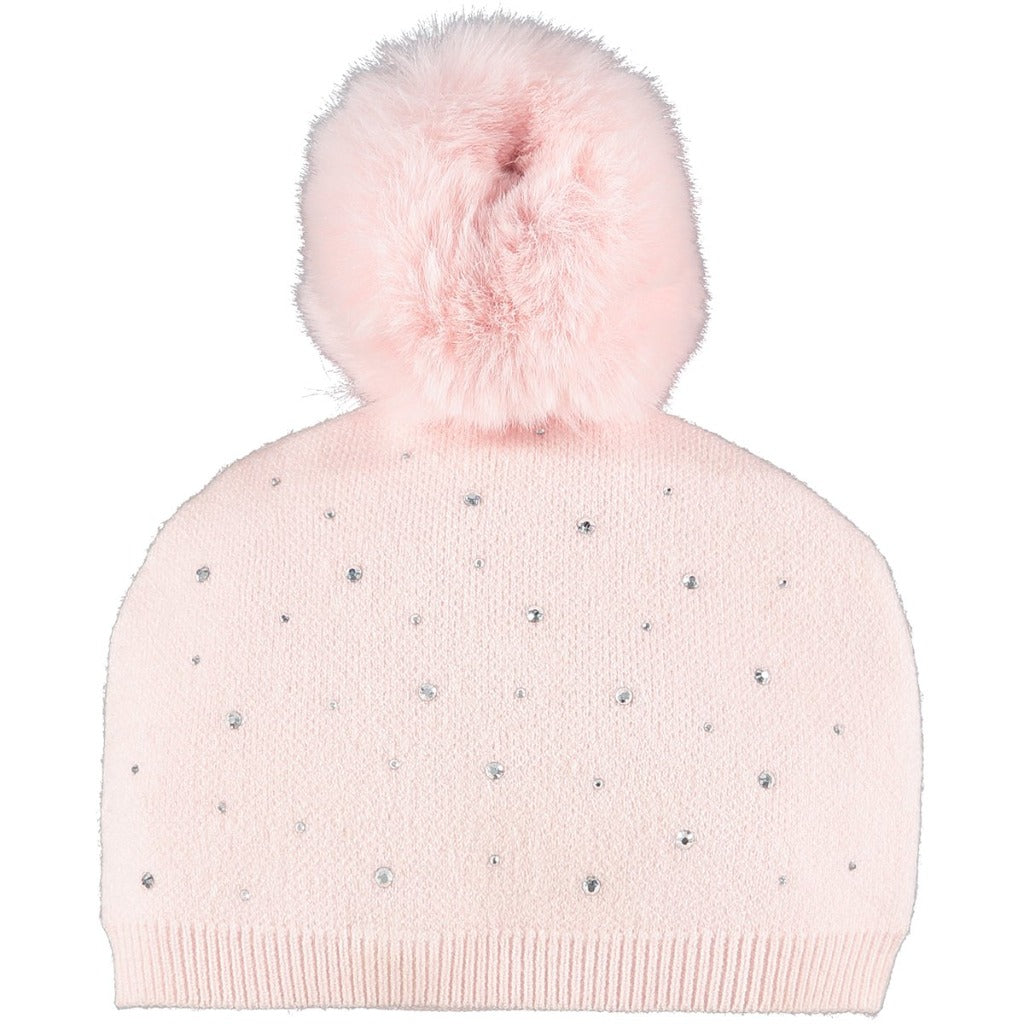 LITTLE A Sweet Hearts Sparkle Pom Pom Hat