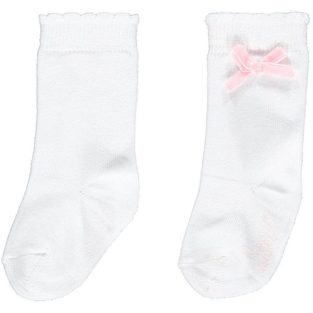 Little A Sweethearts Bow Knee High Socks White