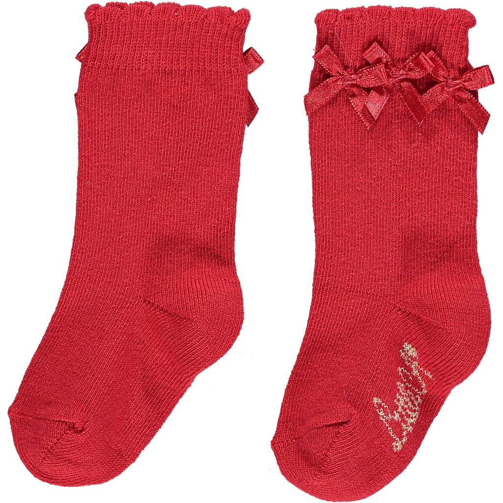 Little A Bow Knee High Socks Red