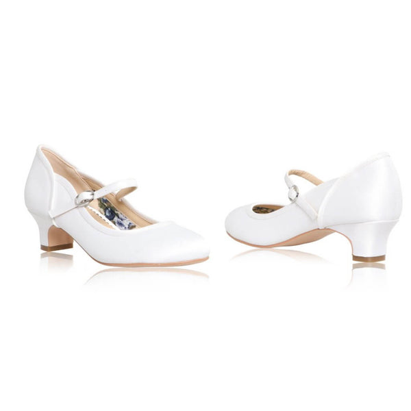 Lara Girls White Satin Shoes - Communion - Flower Girls