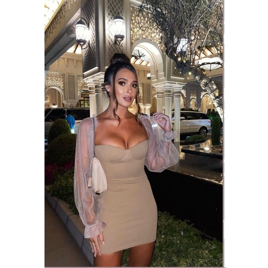 Mocha Bustier Bodycon Mini Dress