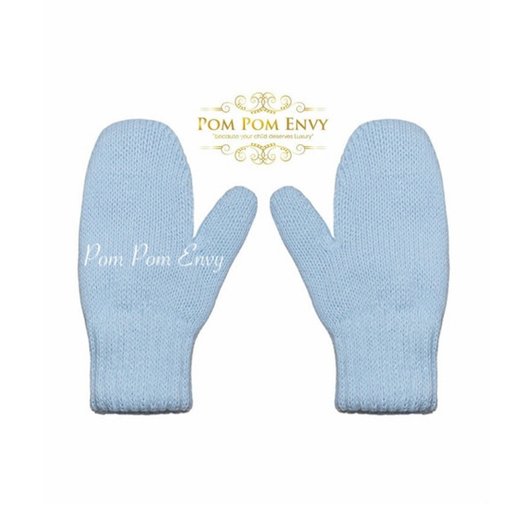 Pom Pom Envy Mitts Blue