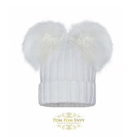 Pom Pom Envy Hat Double Dream White - Kizzies, Hats - Childrens Wear