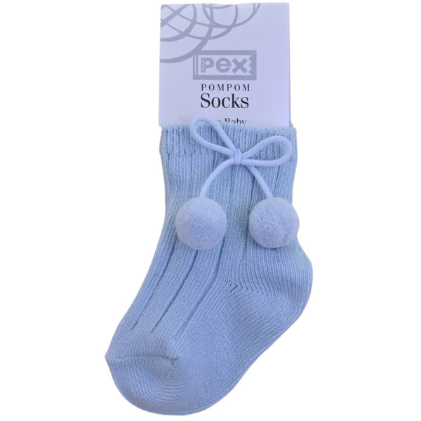 PEX Pom Pom Ankle Socks Blue