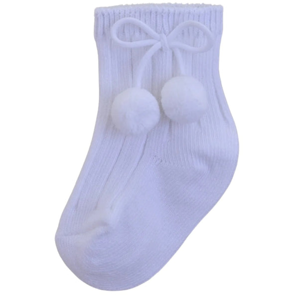 Pex Pom Pom Ankle Socks White