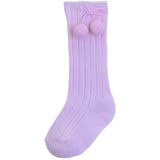 PEX Pom Pom Knee High Socks Pink