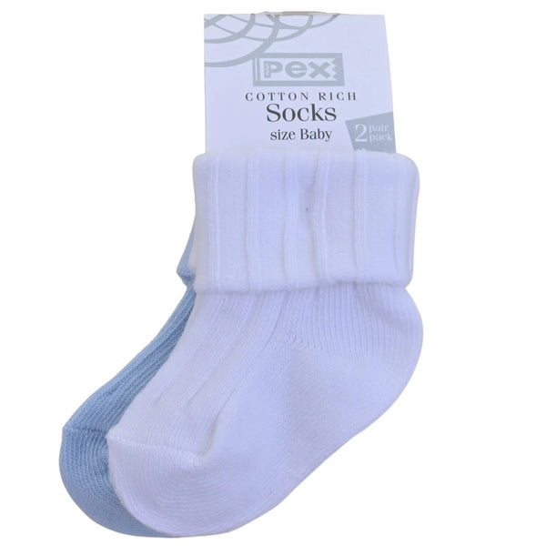 PEX Snuggles 2 Pair Socks White/Blue
