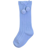 PEX Pom Pom Knee High Socks Blue