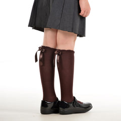 PEX Ribbon Knee High Socks Brown