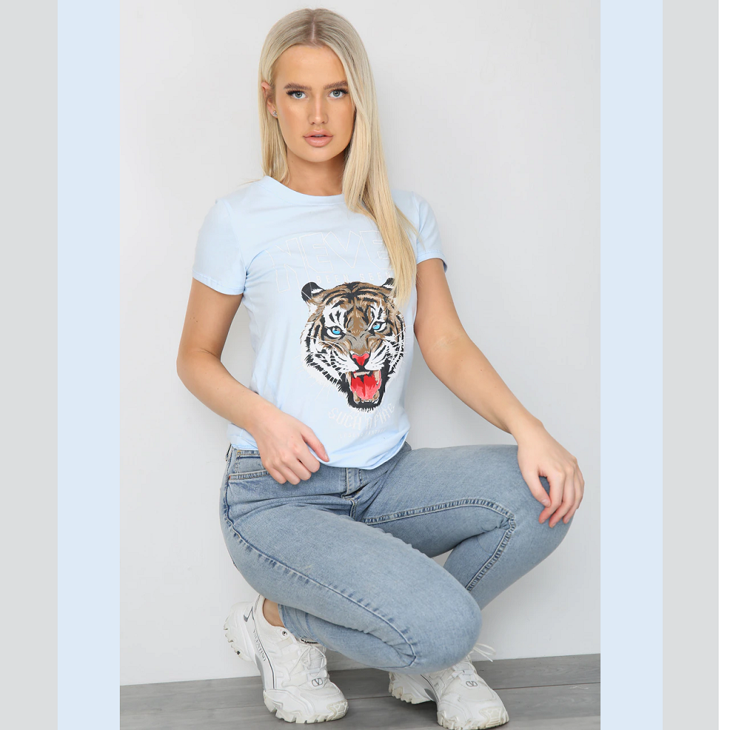 Tiger Print T-Shirt Blue