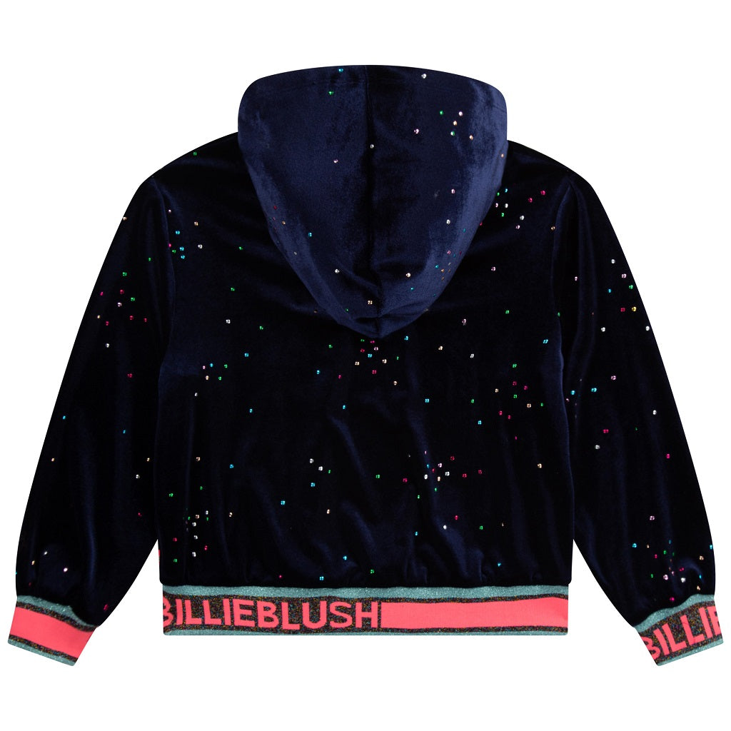 Girls Glitter Hooded Sweatshirt Navy