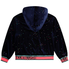 Girls Glitter Hooded Sweatshirt Navy