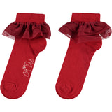 ADEE Teddy Frill Ankle Socks Red