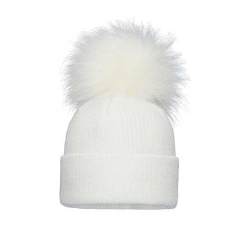 BABY Knit Single Pom Hat White