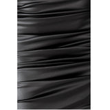 Faux Leather Ruched Mini Skirt Black