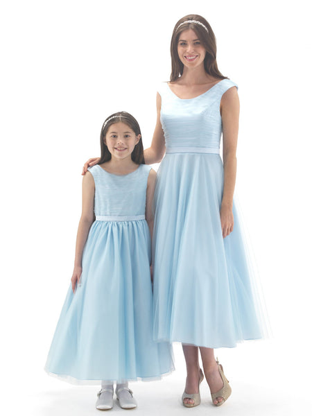 Satin & Tulle Dress Ice Blue - Kizzies, Dresses - Childrens Wear