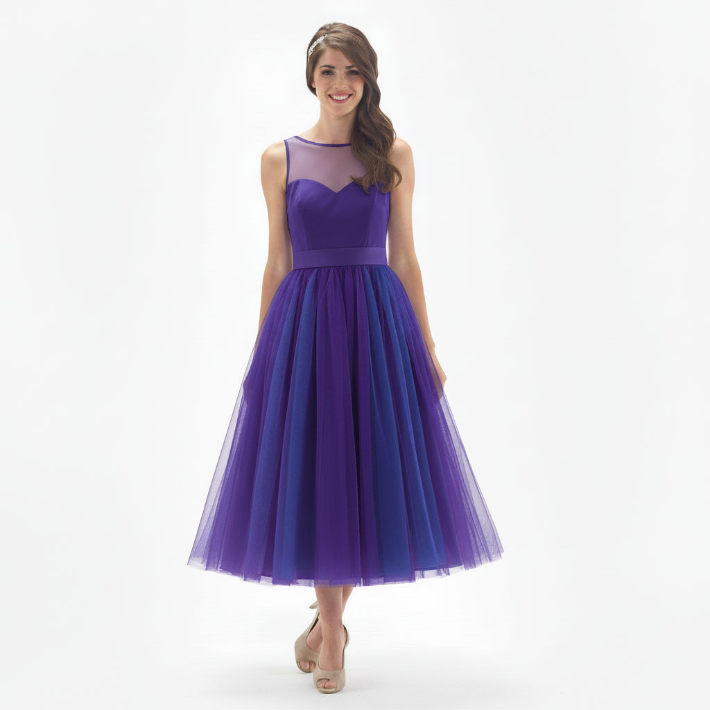 Linzi Jay Girls Ballerina Length Tulle Dress Copen Blue 
