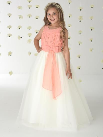 Chiffon Bodice Tulle Skirt Flower Girl Dress - Kizzies, Dresses - Childrens Wear
