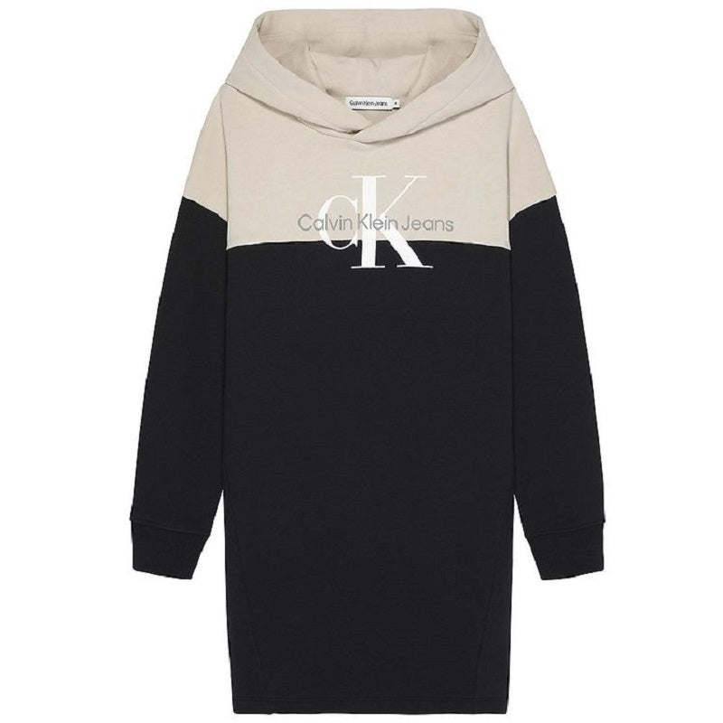 Colourblock Hoodie Dress Black