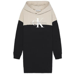 Colourblock Hoodie Dress Black