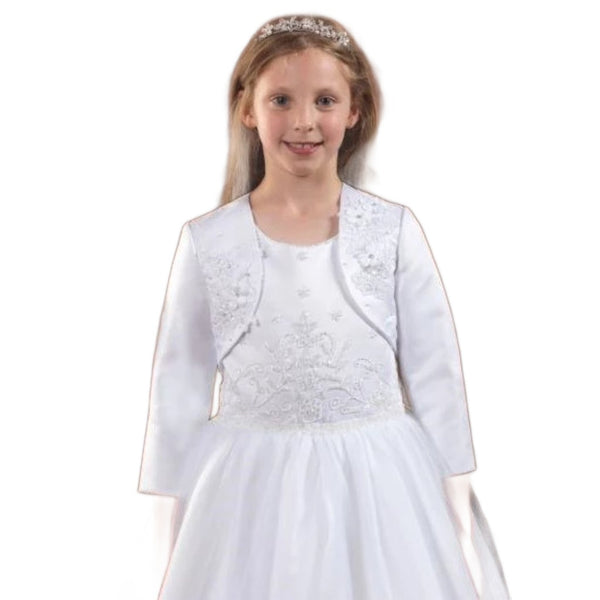 Long Sleeve Communion Jacket with 3D Flowers - Kizzies, Jackets - Childrens Wear