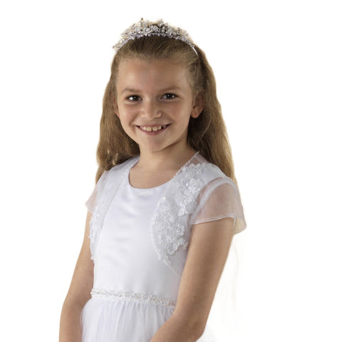 Tulle Communion Jacket with Short Sleeves - Kizzies, Jackets - Childrens Wear