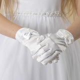 Satin Gloves with Bow - Kizzies, Gloves - Childrens Wear